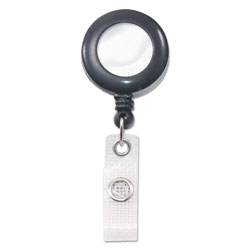 Advantus Deluxe Retractable ID Reel with Badge Holder, 24 in Extension, Black, 12/Box
