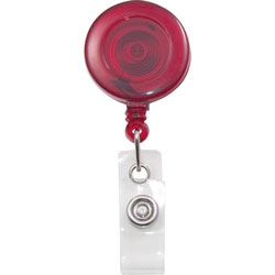 Advantus Translucent Retractable ID Card Reel, 34 in Extension, Red, 12/Pack