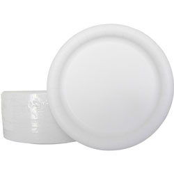 AJM Packaging Coated Paper Dinnerware Plates, 9 in Diameter Plate, Paper Plate, Disposable, White, 125 Piece(s)/Pack