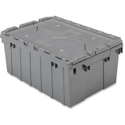 Akro-Mills Attached Lid Container, 8-1/2 Gal, Gray