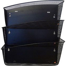 ALBA Mesh Wall File Set - 3 Pocket(s) - Compartment Size 6.69 in x 13.78 in x 4.72 in - 15.9 in Height4.7 in Depth x 13.8 in, Black - Steel, Metal