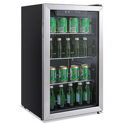 Alera 3.2 Cu. Ft. Beverage Cooler, Stainless Steel/Black