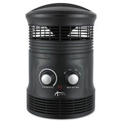 Alera 360 Deg Circular Fan Forced Heater, 8 in x 8 in x 12 in, Black