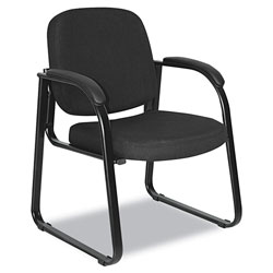 Alera Genaro Series Half-Back Sled Base Guest Chair, 24.63 in x 26.63 in x 34 in, Black Seat/Black Back, Black Base