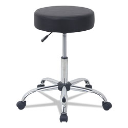 Alera Height Adjustable Lab Stool, 24.38 in Seat Height, Supports up to 275 lbs., Black Seat/Black Back, Chrome Base