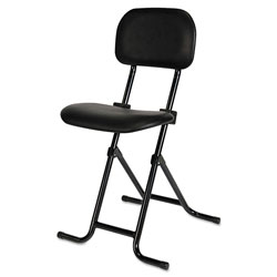 Alera IL Series Height-Adjustable Folding Stool, 27.5 in Seat Height, Supports up to 300 lbs., Black Seat/Back, Black Base