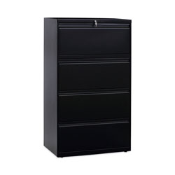 Alera Lateral File, 4 Legal/Letter-Size File Drawers, Black, 30 in x 18 in x 52.5 in