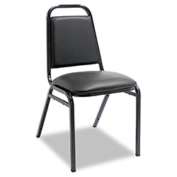 Alera Padded Steel Stacking Chair, Supports Up to 250 lb, 18.5 in Seat Height, Black Seat, Black Back, Black Base, 4/Carton