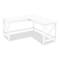 Alera Workspace by Alera L-Shaped Farmhouse Desk, 58.27 in x 58.27 in x 29.53 in, White