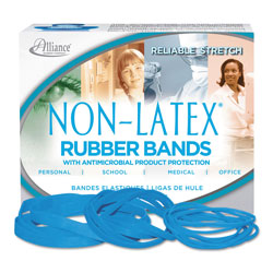 Alliance Rubber Antimicrobial Non-Latex Rubber Bands, Size 117B, 0.06 in Gauge, Cyan Blue, 4 oz Box, 62/Box