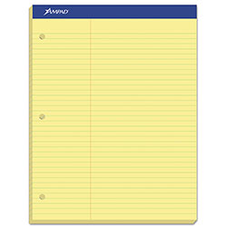 Ampad Double Sheet Pads, Pitman Rule Variation (Offset Dividing Line - 3 in Left), 100 Canary-Yellow 8.5 x 11.75 Sheets
