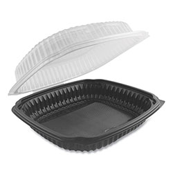 Anchor Packaging Culinary Lites Microwavable Container, 39 oz, 9 x 9 x 3.01, Clear/Black, 100/Carton