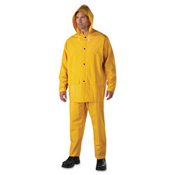 Anchor 3-Pc Rainsuit, Jacket/Hood/Overalls, 0.35 mm, PVC Over Polyester, Yellow, X-Large