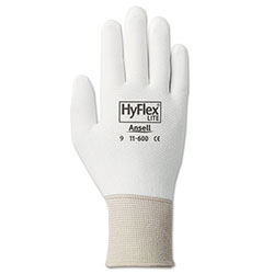 Ansell 11-600 Palm-Coated Gloves, Size 9, White