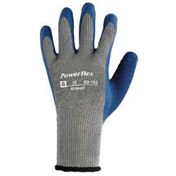 Ansell PowerFlex Gloves, 10, Blue/Gray