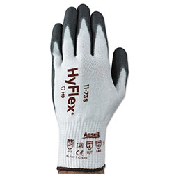 Ansell HyFlex® 11-735 Polyurethane Palm Coated Gloves, Size 10, Gray/White