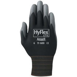 Ansell 11-600 Palm-Coated Gloves, Size 10, Black