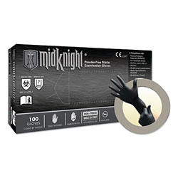 Ansell MidKnight® MK-296 Disposable Nitrile Gloves, 4.7 mil Palm, 5.5 mil Fingers, Medium, Black