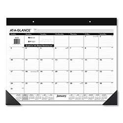 At-A-Glance Monthly Refillable Desk Pad, 22 x 17, White Sheets, Black Binding, Black Corners, 12-Month (Jan to Dec): 2024