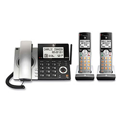 AT&T CL84207 Corded/Cordless Phone, Corded Base Station and 2 Additional Handsets, Black/Silver