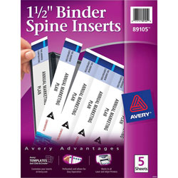 Avery 1 1/2 in Binder Spine Inserts, White