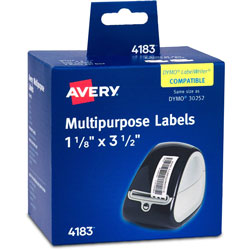 Avery Address Labels, Adhesive, 1-1/8 inX3-1/2 in , 700/Bx, White