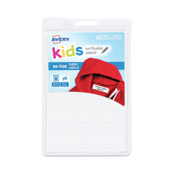 Avery Avery Kids No-Iron Fabric Labels, 6 x 4, White, 15 Labels/Sheet, 3 Sheets/Pack