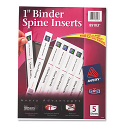 Avery Binder Spine Inserts, 1 in Spine Width, 8 Inserts/Sheet, 5 Sheets/Pack