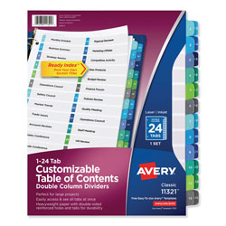 Avery Customizable TOC Ready Index Double Column Multicolor Dividers, 24-Tab, Letter