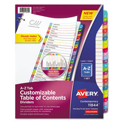 Avery Customizable TOC Ready Index Multicolor Dividers, A-Z, Letter