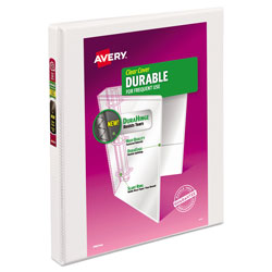 Avery Durable View Binder with DuraHinge and Slant Rings, 3 Rings, 0.5 in Capacity, 11 x 8.5, White