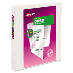 Avery Durable View Binder with DuraHinge and Slant Rings, 3 Rings, 1 in Capacity, 11 x 8.5, White