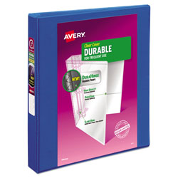 Avery Durable View Binder with DuraHinge and Slant Rings, 3 Rings, 1" Capacity, 11 x 8.5, Blue (AVE17014)