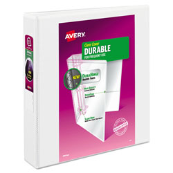 Avery Durable View Binder with DuraHinge and Slant Rings, 3 Rings, 1.5 in Capacity, 11 x 8.5, White
