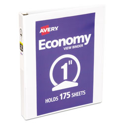 Avery Economy View Binder with Round Rings , 3 Rings, 1 in Capacity, 11 x 8.5, White