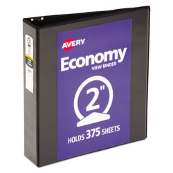 Avery Economy View Binder with Round Rings , 3 Rings, 2 in Capacity, 11 x 8.5, Black