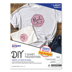 Avery Fabric Transfers, 8.5 x 11, White, 18/Pack