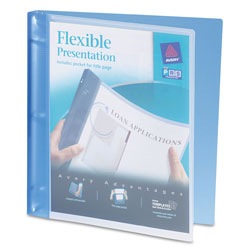 Avery Flexible View Binder with Round Rings, 3 Rings, 0.5 in Capacity, 11 x 8.5, Blue