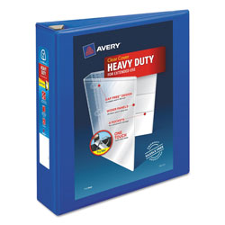 Avery Heavy-Duty View Binder with DuraHinge and One Touch EZD Rings, 3 Rings, 2 in Capacity, 11 x 8.5, Pacific Blue