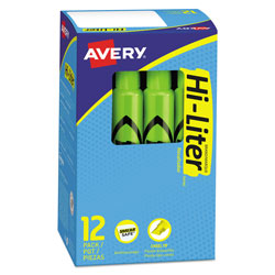 Avery HI-LITER Desk-Style Highlighters, Chisel Tip, Fluorescent Green, Dozen (AVE24020)