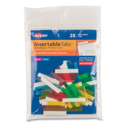 Avery Insertable Index Tabs with Printable Inserts, 1/5-Cut Tabs, Assorted Colors, 1 in Wide, 25/Pack