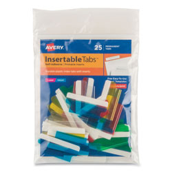 Avery Insertable Index Tabs with Printable Inserts, 1/5-Cut Tabs, Assorted Colors, 1.5 in Wide, 25/Pack