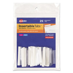 Avery Insertable Index Tabs with Printable Inserts, 1/5-Cut Tabs, Clear, 1.5 in Wide, 25/Pack