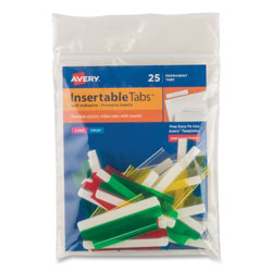 Avery Insertable Index Tabs with Printable Inserts, 1/5-Cut Tabs, Assorted Colors, 2 in Wide, 25/Pack