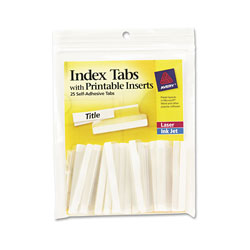 Avery Insertable Index Tabs with Printable Inserts, 1/5-Cut Tabs, Clear, 2 in Wide, 25/Pack