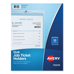 Avery Job Ticket Holders, Heavy Gauge Vinyl, 9 x 12, Clear, 10/Pack