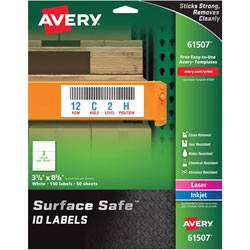 Avery Labels, Removable, Surface Safe, 3-1/4 inx8-3/8 in, 150/PK, White