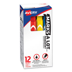 Avery MARKS A LOT Large Desk-Style Permanent Marker, Broad Chisel Tip, Assorted Colors, 12/Set (AVE24800)