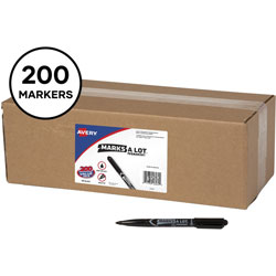 Avery Marks A Lot Value Pack Pen-Style Permanent Markers - Bullet Marker Point Style - Black - 200 / Carton