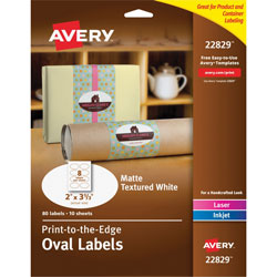 Avery Oval Easy Peel Labels, 2 inx3 1/3 in, Matte Ivory, 80 per Pack